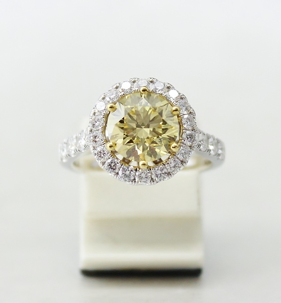 (image for) 2.08 CARAT FANCY INTENSE YELLOW ROUND BRILLIANT WITH GIA CERT / "LARRY JEWELLRY"